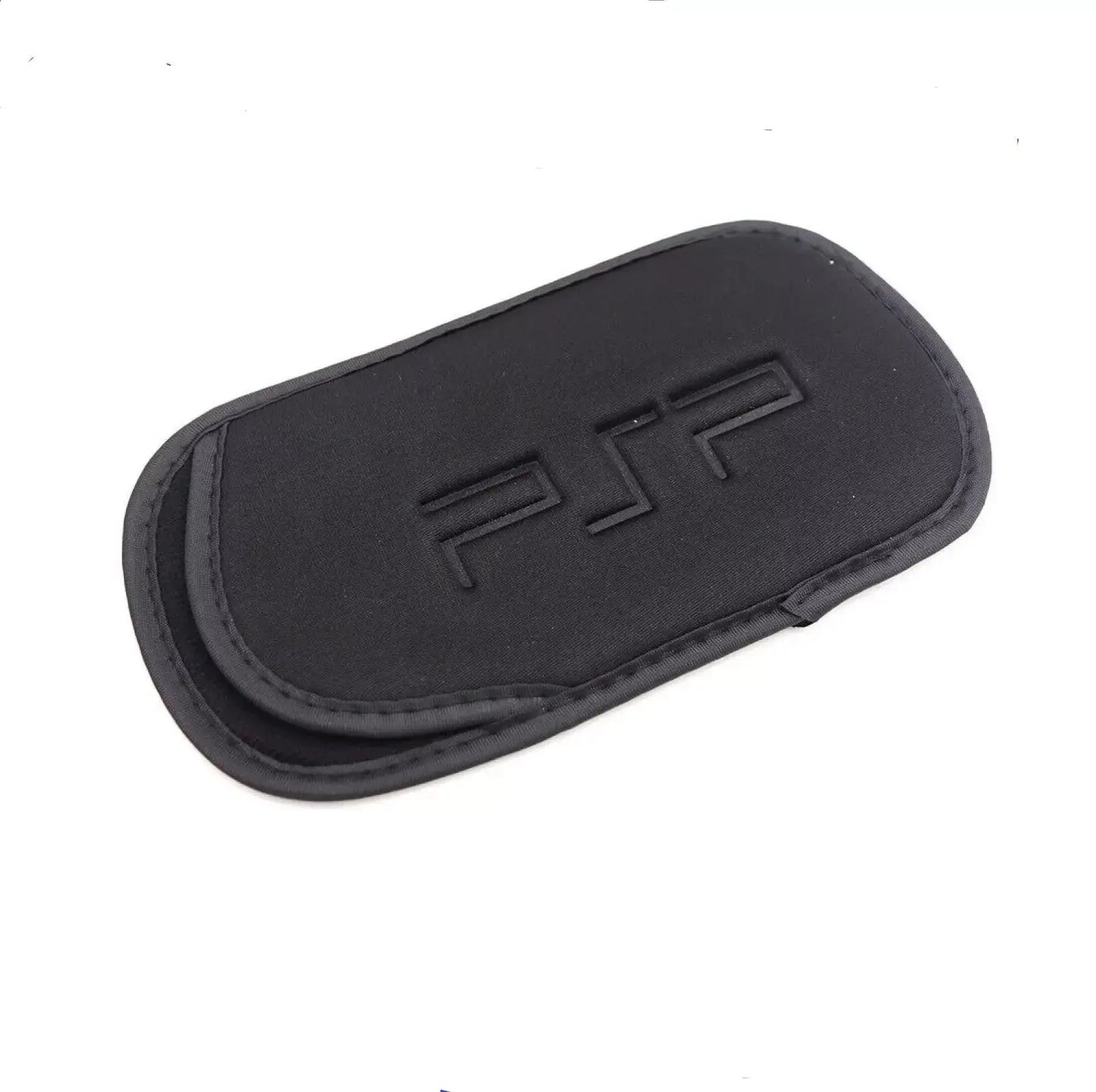 Black soft carrying case pouch for PSP handheld gaming console with embossed PSP logo