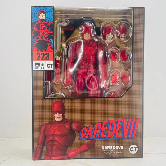 Daredevil 6-inch comic version action figure in red suit with interchangeable hands and heads in packaging