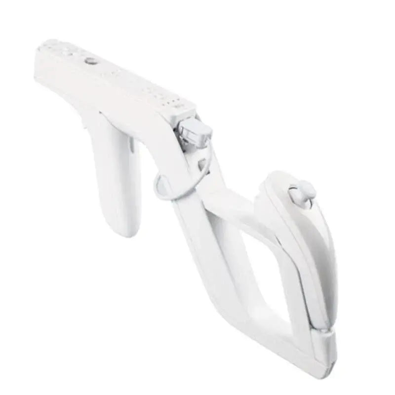 White plastic stapler with ergonomic handle and adjustable knob on white background