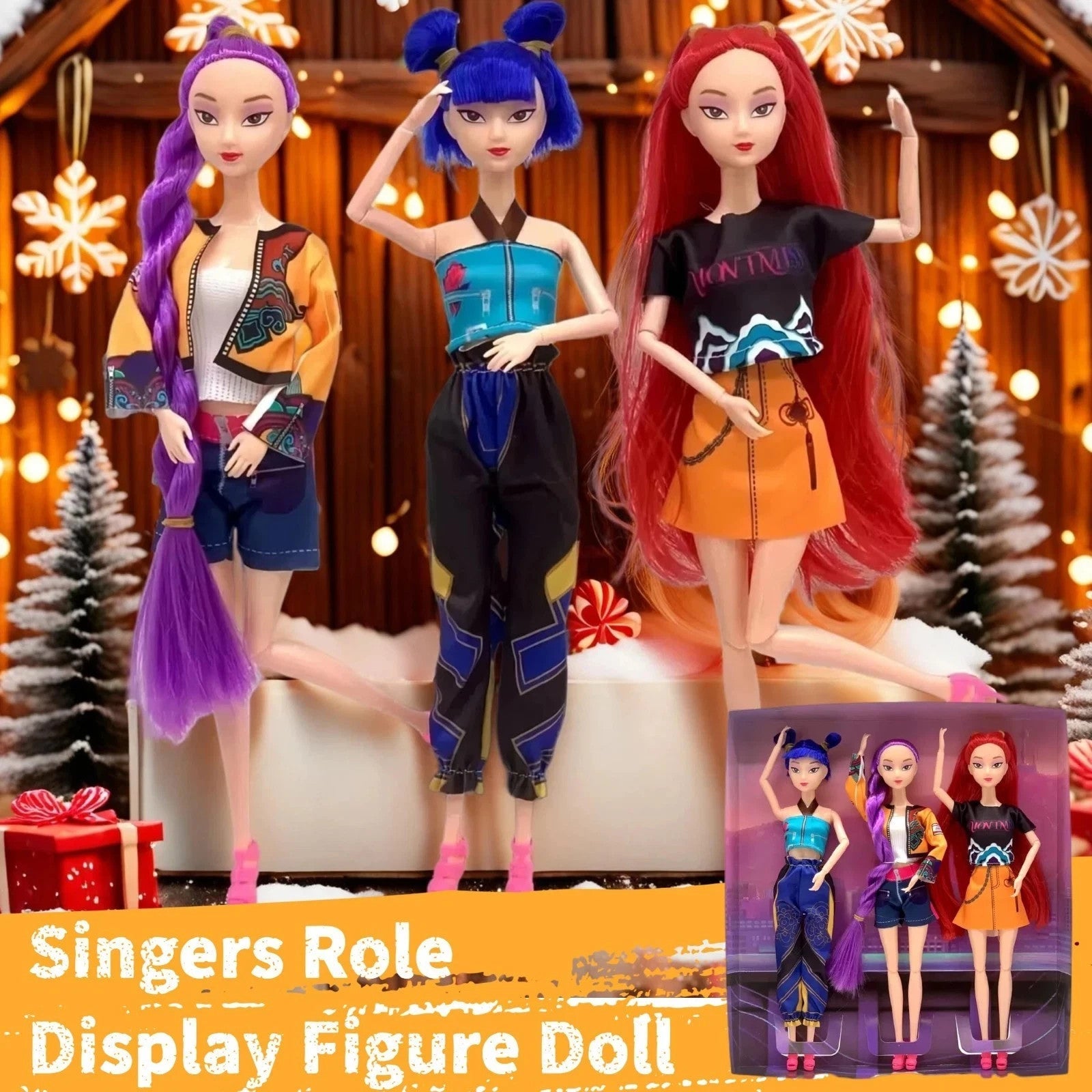 Cosplay Kpop Demon Hunters Dolls, K Pop Collectible Figure Toys with Music Light - Orysin