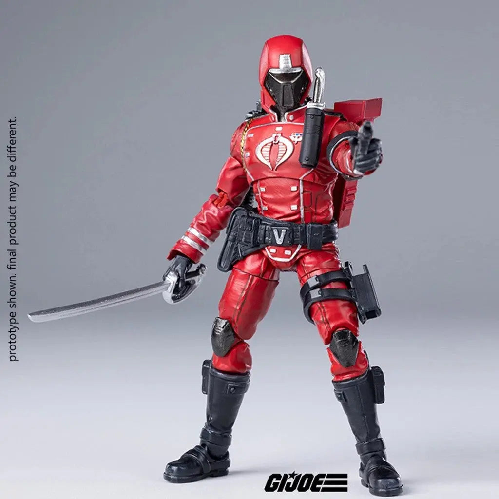 GI Joe Cobra Red Ninja action figure with sword and tactical gear on gray background