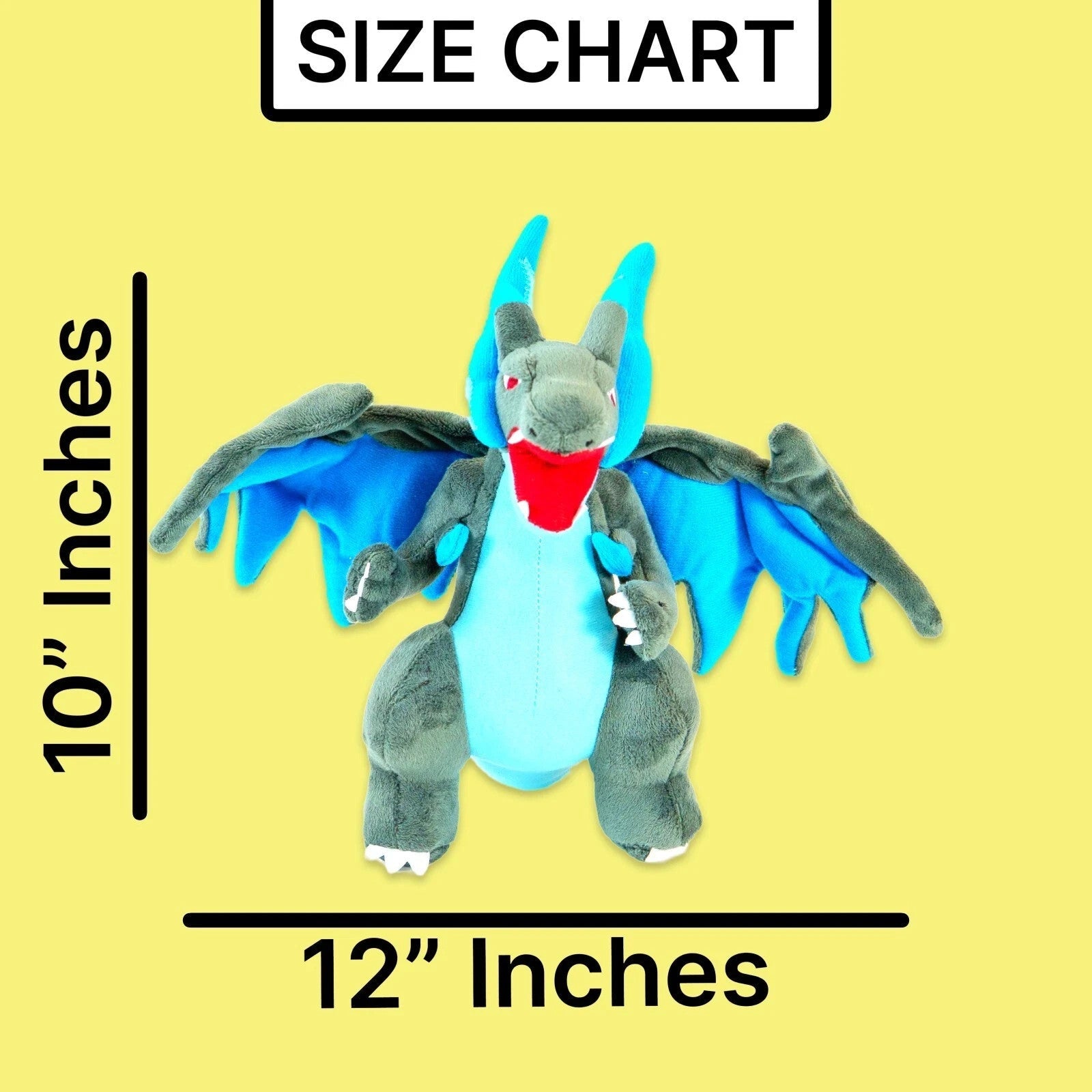 Mega Charizard X Posable Wings - Freestanding Plush Toy - 12” Pokemon - Cute Fun - Orysin
