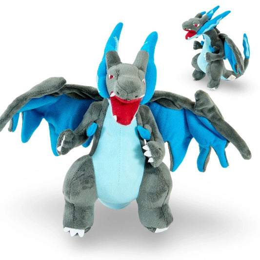 Mega Charizard X Posable Wings - Freestanding Plush Toy - 12” Pokemon - Cute Fun - Orysin