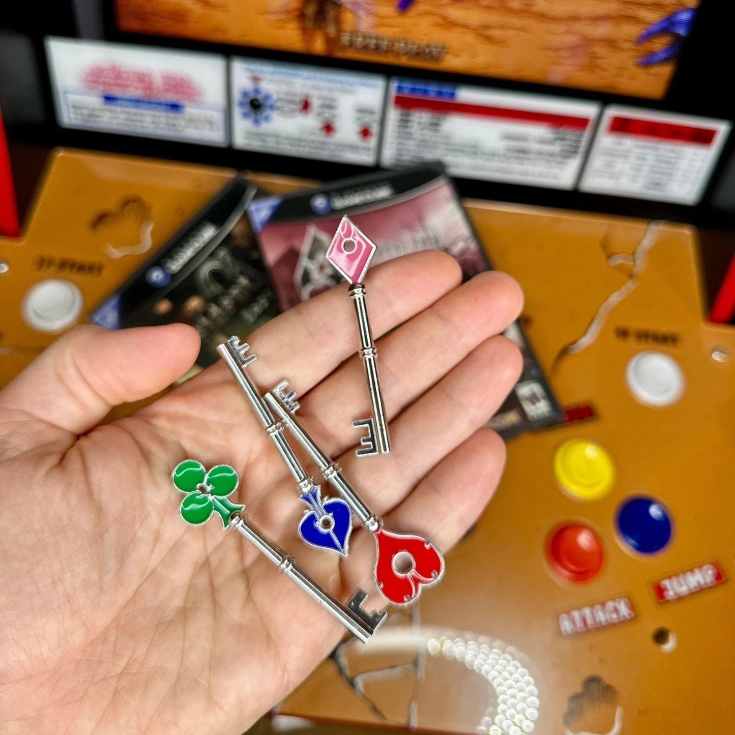 Resident Evil 2 Collectible Keys Set Heart Diamond Spade Club Replica Props - Orysin
